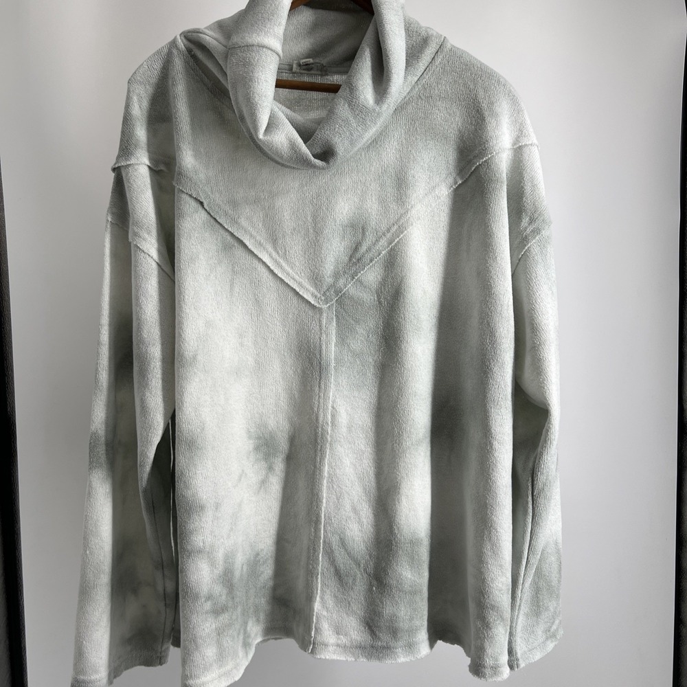 POL Cowl Sweater Oversized Small Cozy Boho Hippie Artsy Ombre Gray Lagenlook